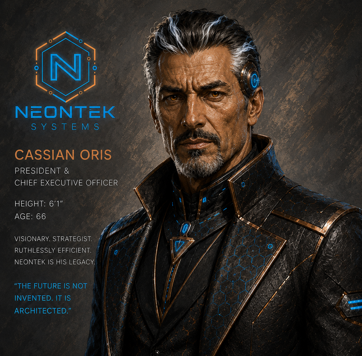 Cassian Oris, President and Chief Executive Officer of NeonTEK Systems, with the NeonTEK logo
