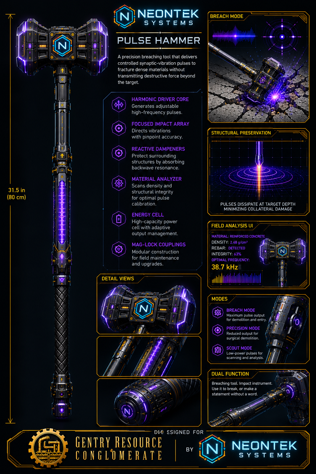 NeonTek Systems Pulse Hammer technical reference sheet
