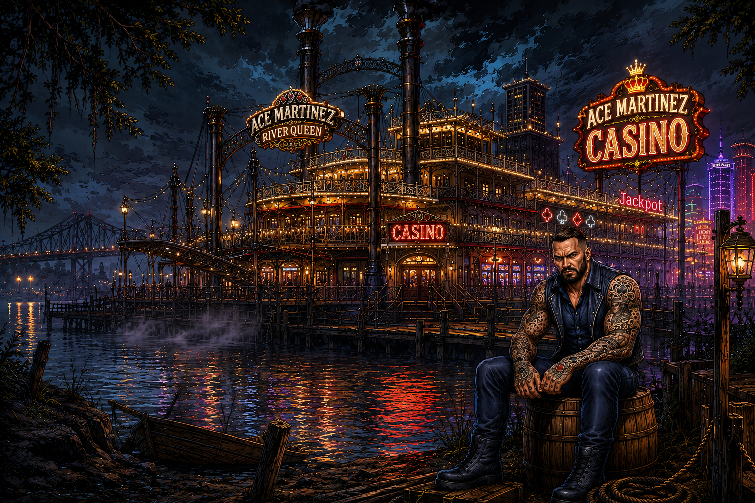 Reyes "Ace" Martinez outside the Ace Martinez River Queen casino